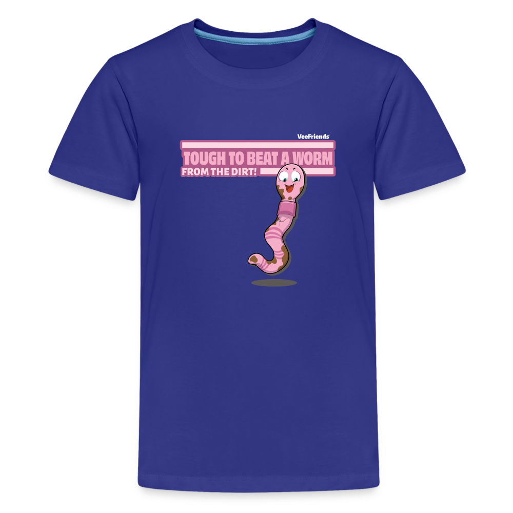 Tough To Beat A Worm From The Dirt! Character Comfort Kids Tee - royal blue