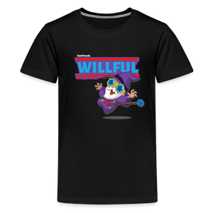 
            
                Load image into Gallery viewer, Willful Wizard Character Comfort Kids Tee - black
            
        