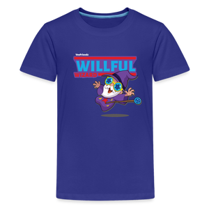 Willful Wizard Character Comfort Kids Tee - royal blue