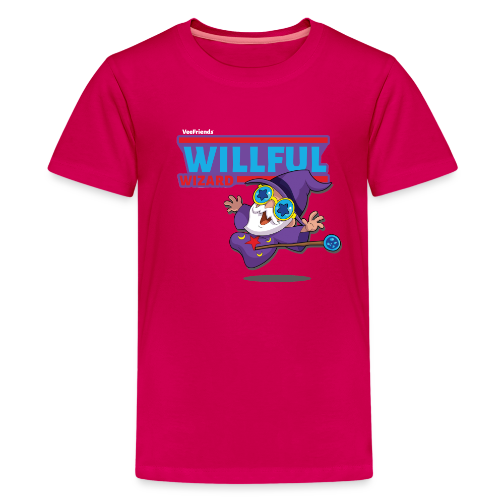 Willful Wizard Character Comfort Kids Tee - dark pink