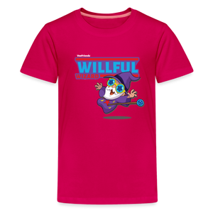 Willful Wizard Character Comfort Kids Tee - dark pink