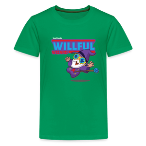 Willful Wizard Character Comfort Kids Tee - kelly green