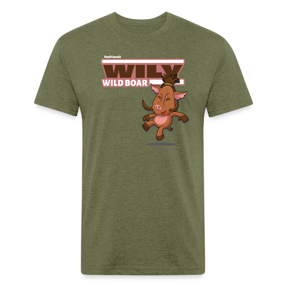 Wily Wild Boar Character Comfort Adult Tee - heather military green