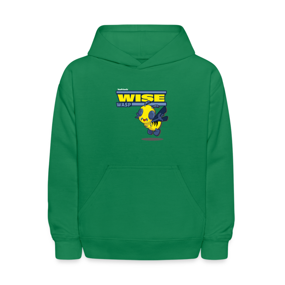 Wise Wasp Character Comfort Kids Hoodie - kelly green