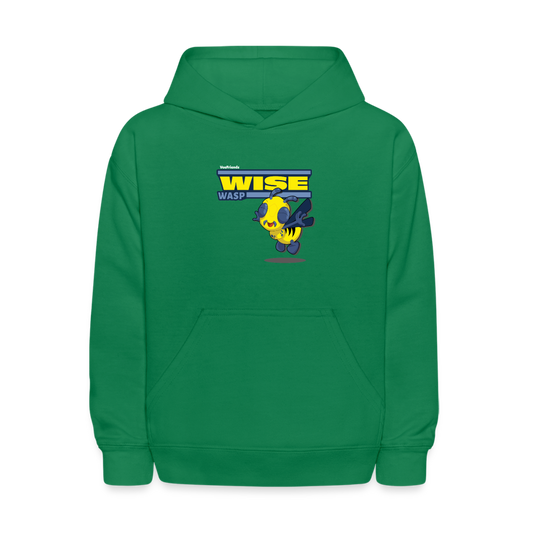 Wise Wasp Character Comfort Kids Hoodie - kelly green