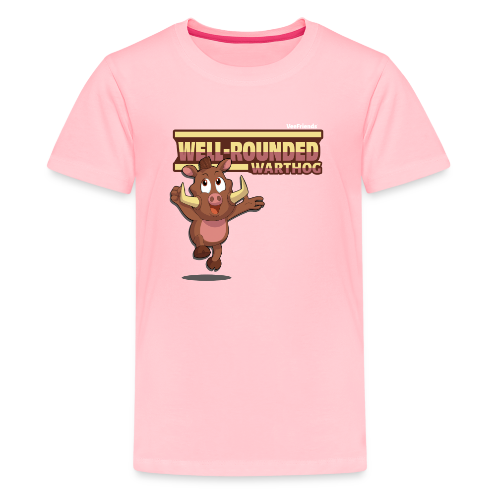 Well-Rounded Warthog Character Comfort Kids Tee - pink