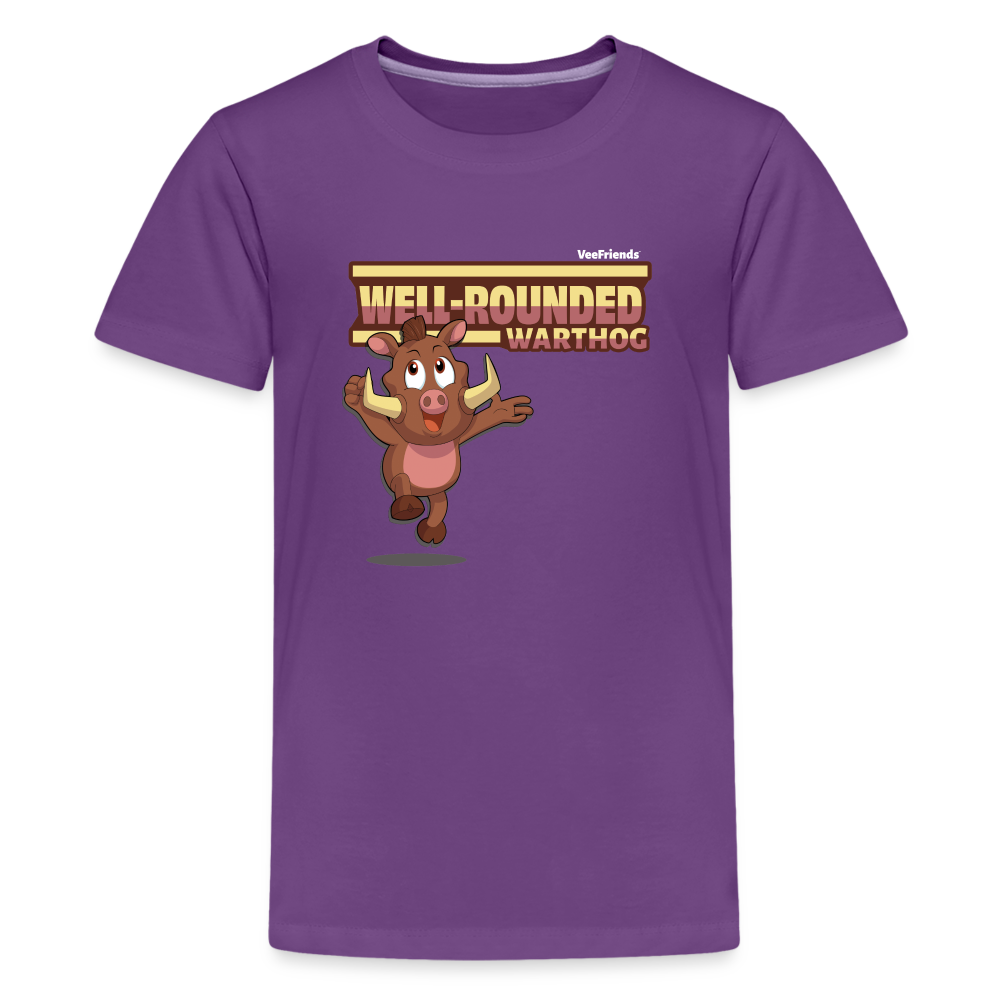 Well-Rounded Warthog Character Comfort Kids Tee - purple