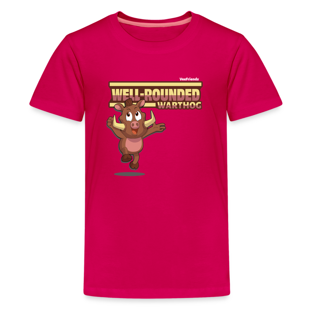 Well-Rounded Warthog Character Comfort Kids Tee - dark pink