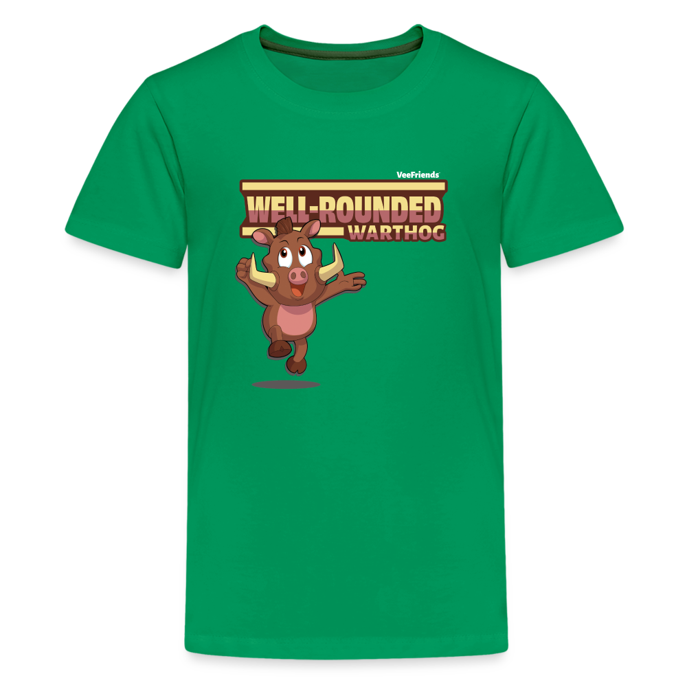 Well-Rounded Warthog Character Comfort Kids Tee - kelly green