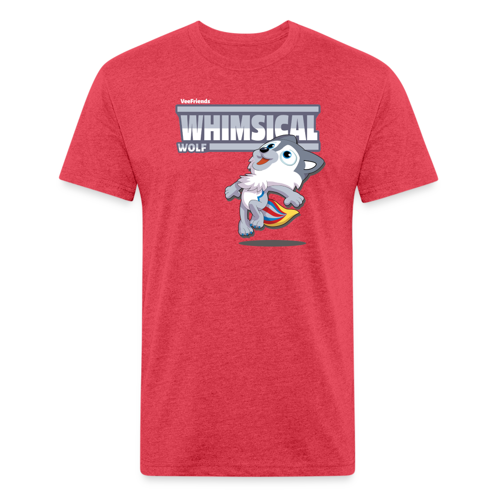 Whimsical Wolf Character Comfort Adult Tee - heather red