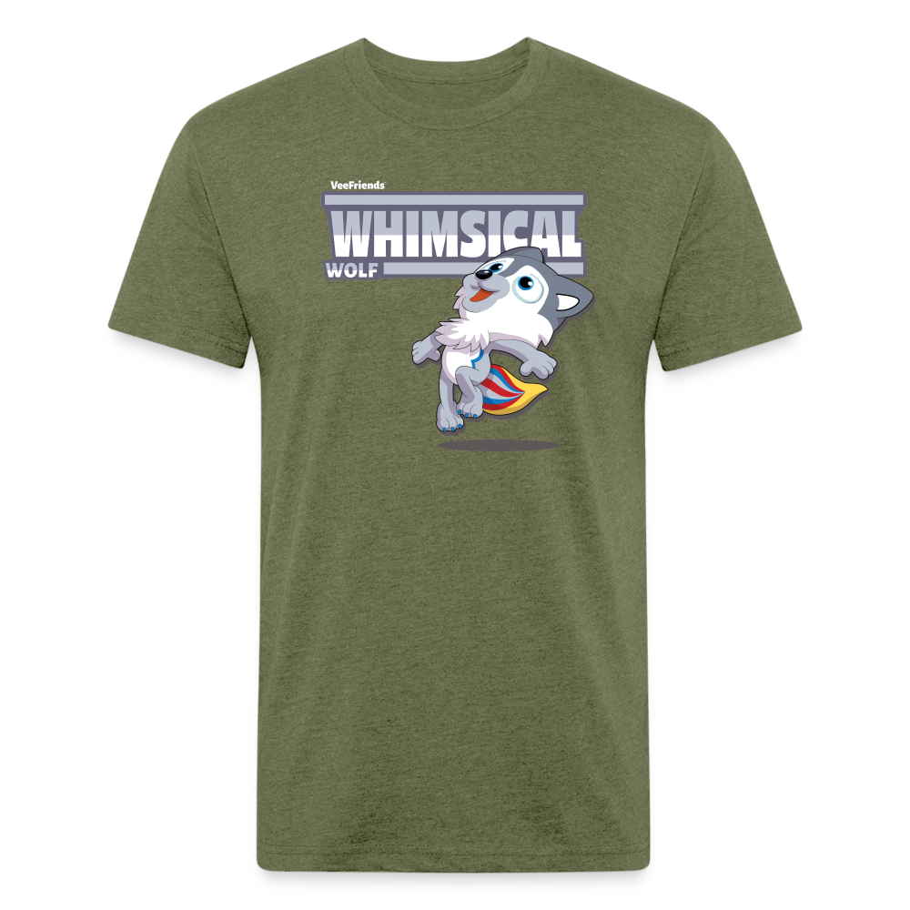 Whimsical Wolf Character Comfort Adult Tee - heather military green