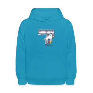 Whimsical Wolf Character Comfort Kids Hoodie - turquoise