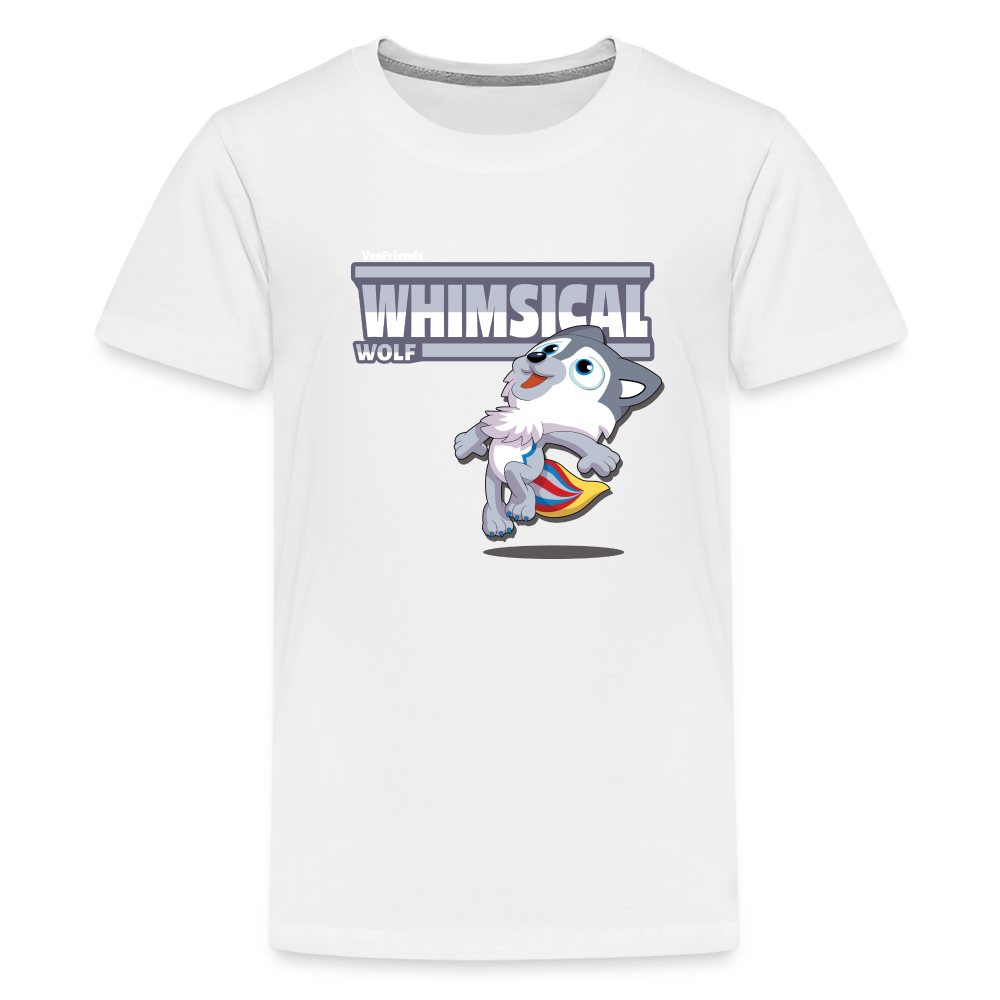 Whimsical Wolf Character Comfort Kids Tee - white