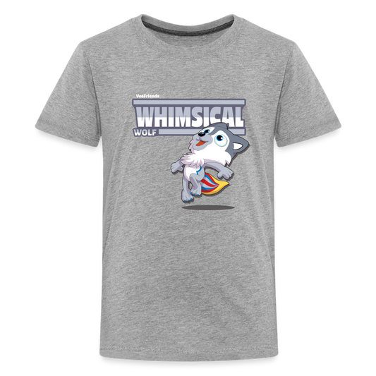 Whimsical Wolf Character Comfort Kids Tee - heather gray