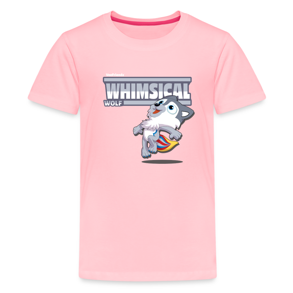 Whimsical Wolf Character Comfort Kids Tee - pink