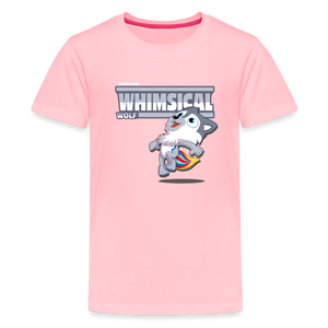 Whimsical Wolf Character Comfort Kids Tee - pink