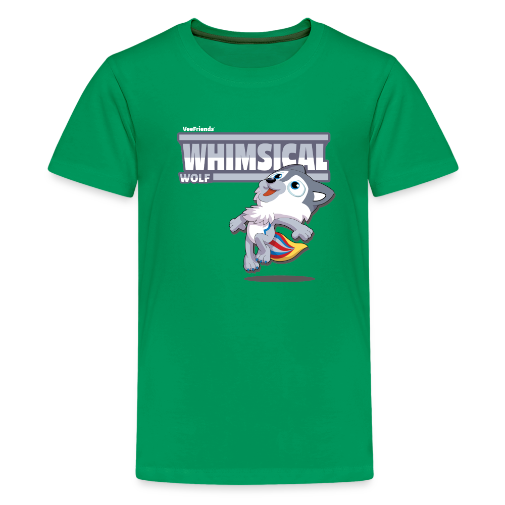 Whimsical Wolf Character Comfort Kids Tee - kelly green
