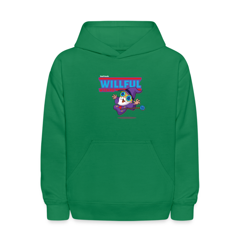 Willful Wizard Character Comfort Kids Hoodie - kelly green