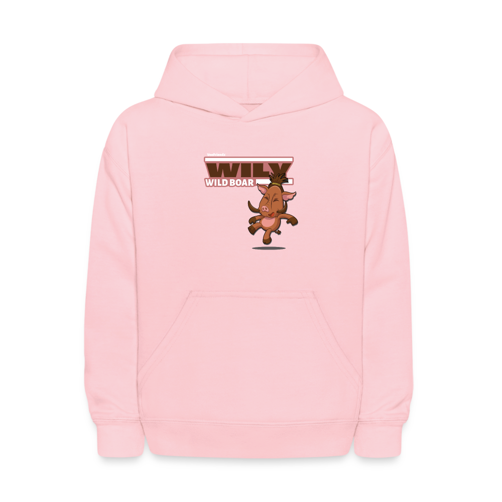 Wily Wild Boar Character Comfort Kids Hoodie - pink