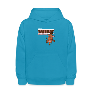 
            
                Load image into Gallery viewer, Wily Wild Boar Character Comfort Kids Hoodie - turquoise
            
        