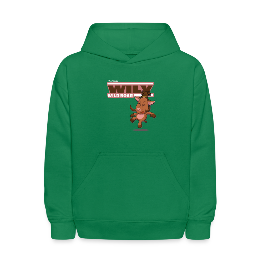 Wily Wild Boar Character Comfort Kids Hoodie - kelly green