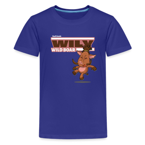 Wily Wild Boar Character Comfort Kids Tee - royal blue