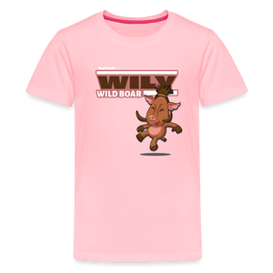 Wily Wild Boar Character Comfort Kids Tee - pink