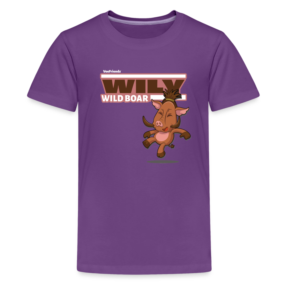 Wily Wild Boar Character Comfort Kids Tee - purple