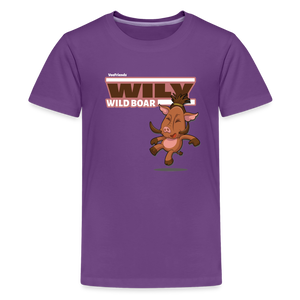 Wily Wild Boar Character Comfort Kids Tee - purple