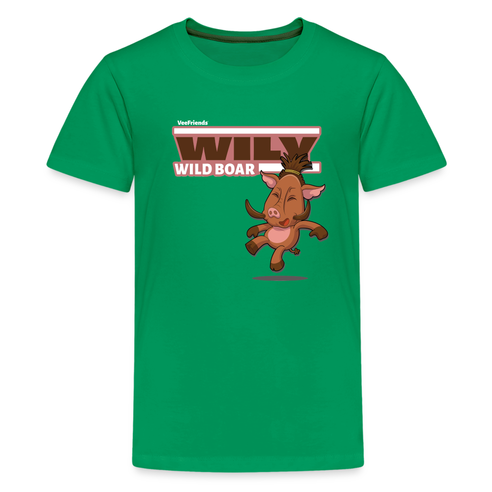 Wily Wild Boar Character Comfort Kids Tee - kelly green