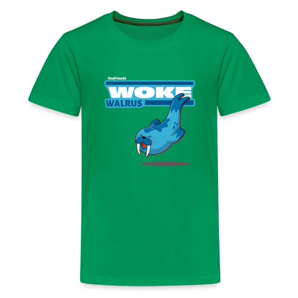 Woke Walrus Character Comfort Kids Tee - kelly green