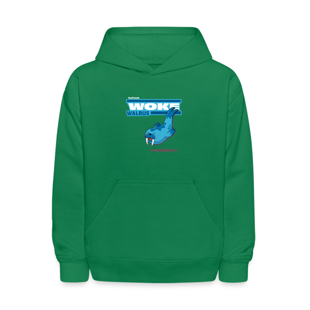 Woke Walrus Character Comfort Kids Hoodie - kelly green