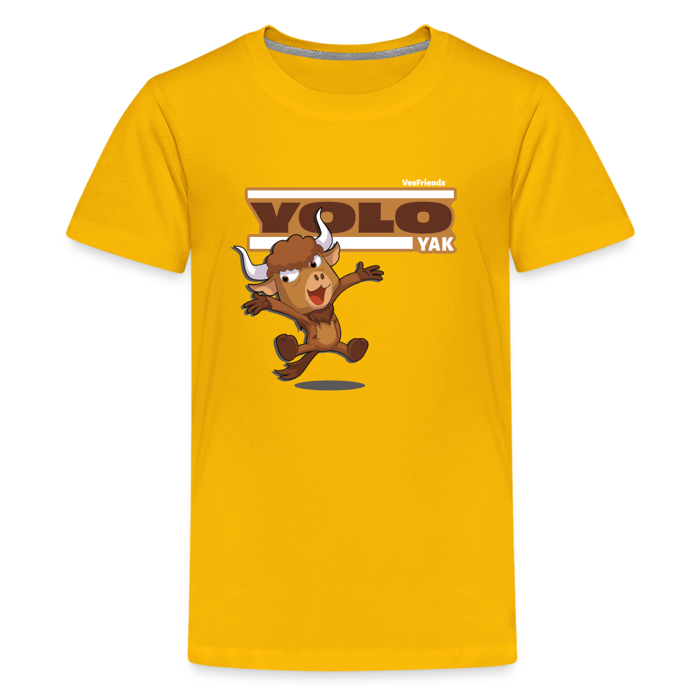 Yolo Yak Character Comfort Kids Tee - sun yellow