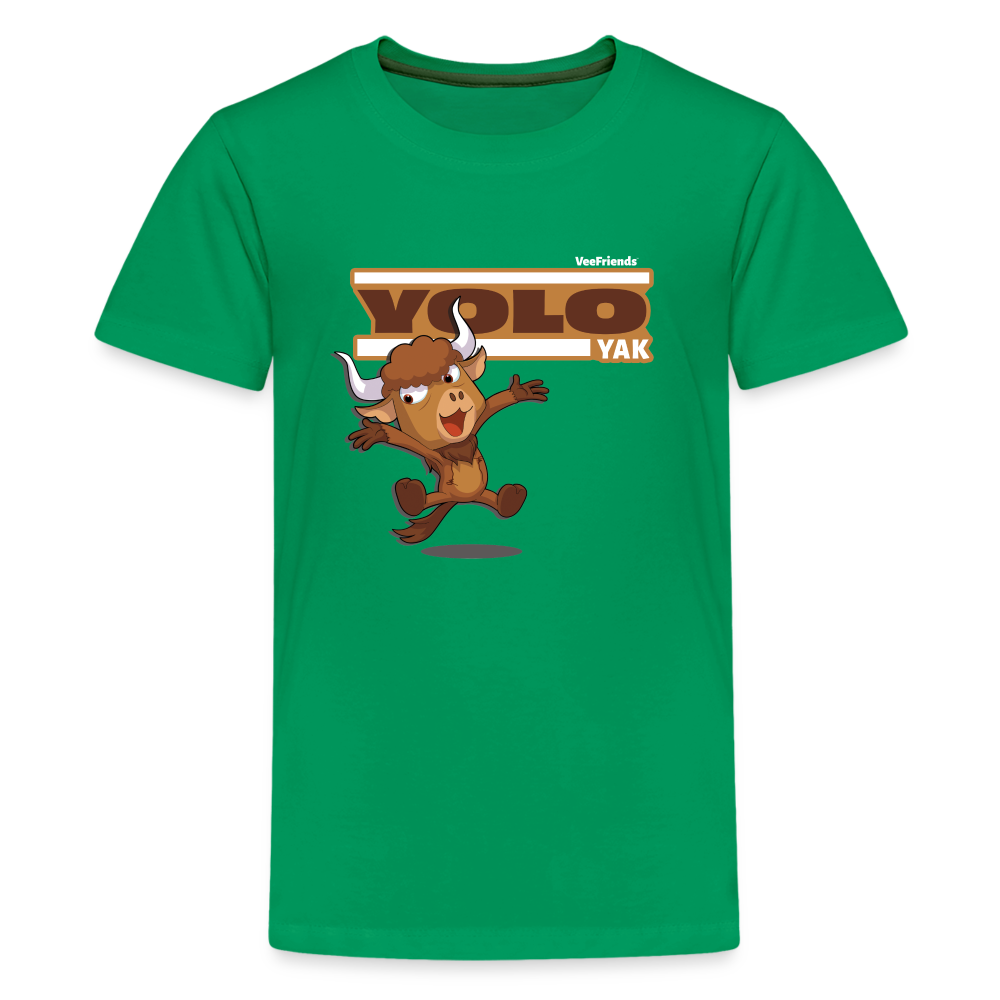 Yolo Yak Character Comfort Kids Tee - kelly green