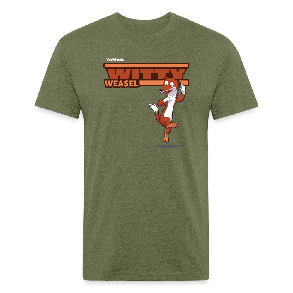 Witty Weasel Character Comfort Adult Tee - heather military green
