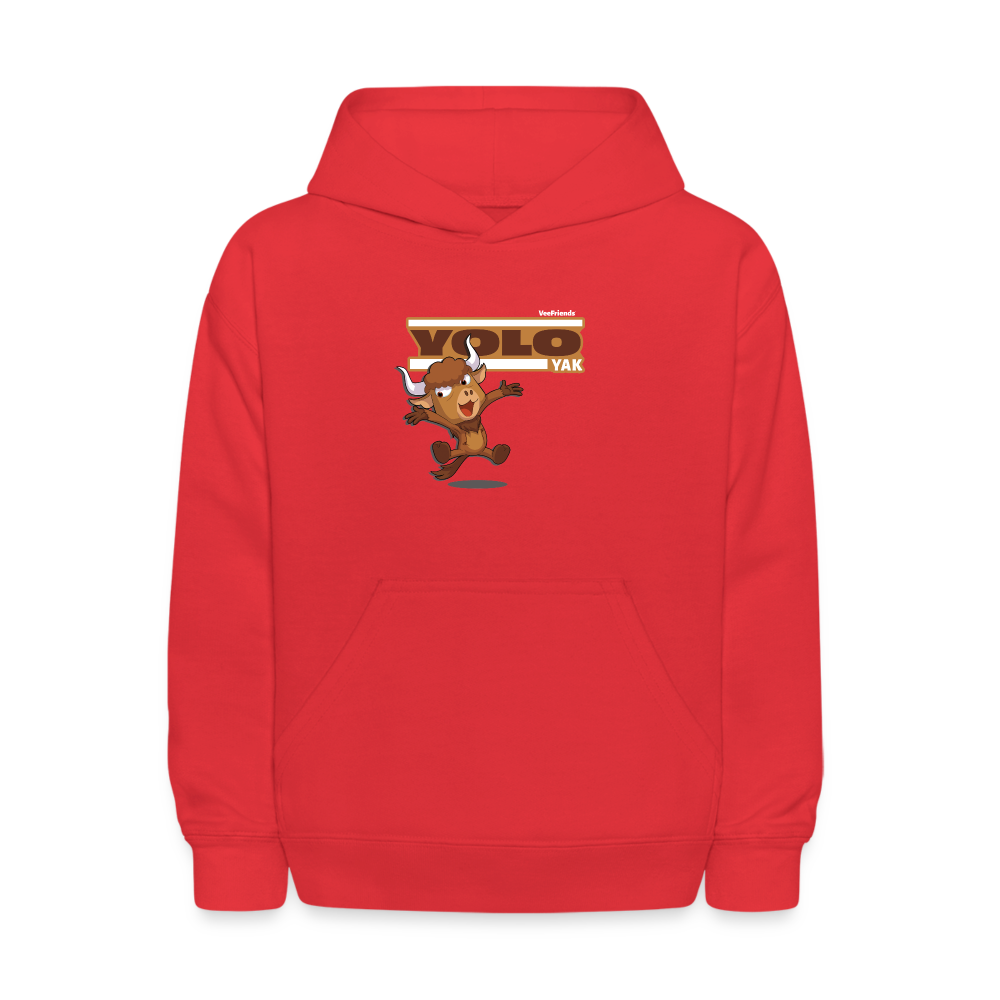 
            
                Load image into Gallery viewer, Yolo Yak Character Comfort Kids Hoodie - red
            
        