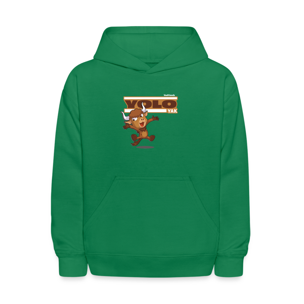 Yolo Yak Character Comfort Kids Hoodie - kelly green