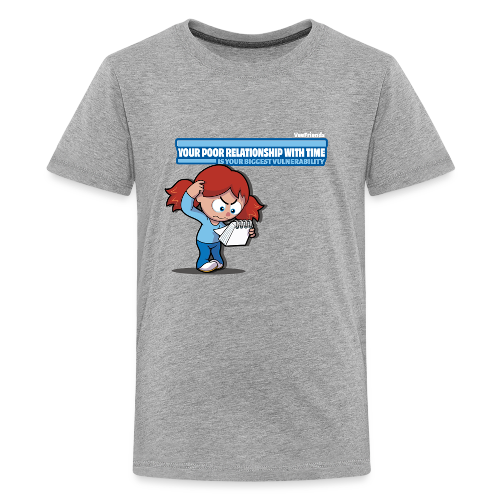 Your Poor Relationship With Time Is Your Biggest Vulnerability Character Comfort Kids Tee - heather gray