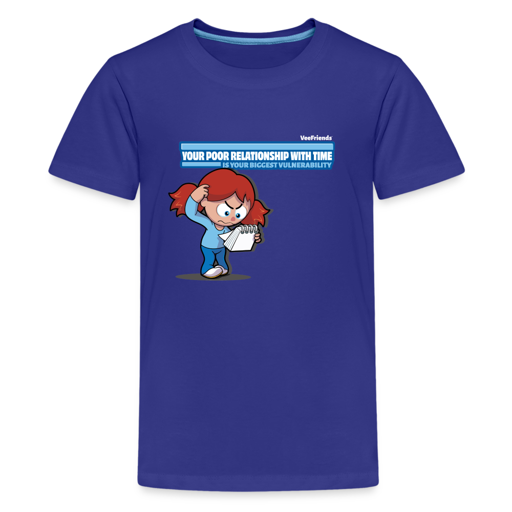 Your Poor Relationship With Time Is Your Biggest Vulnerability Character Comfort Kids Tee - royal blue