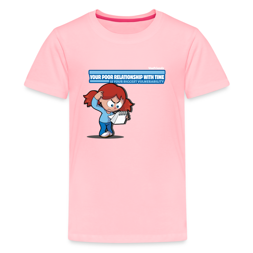 Your Poor Relationship With Time Is Your Biggest Vulnerability Character Comfort Kids Tee - pink
