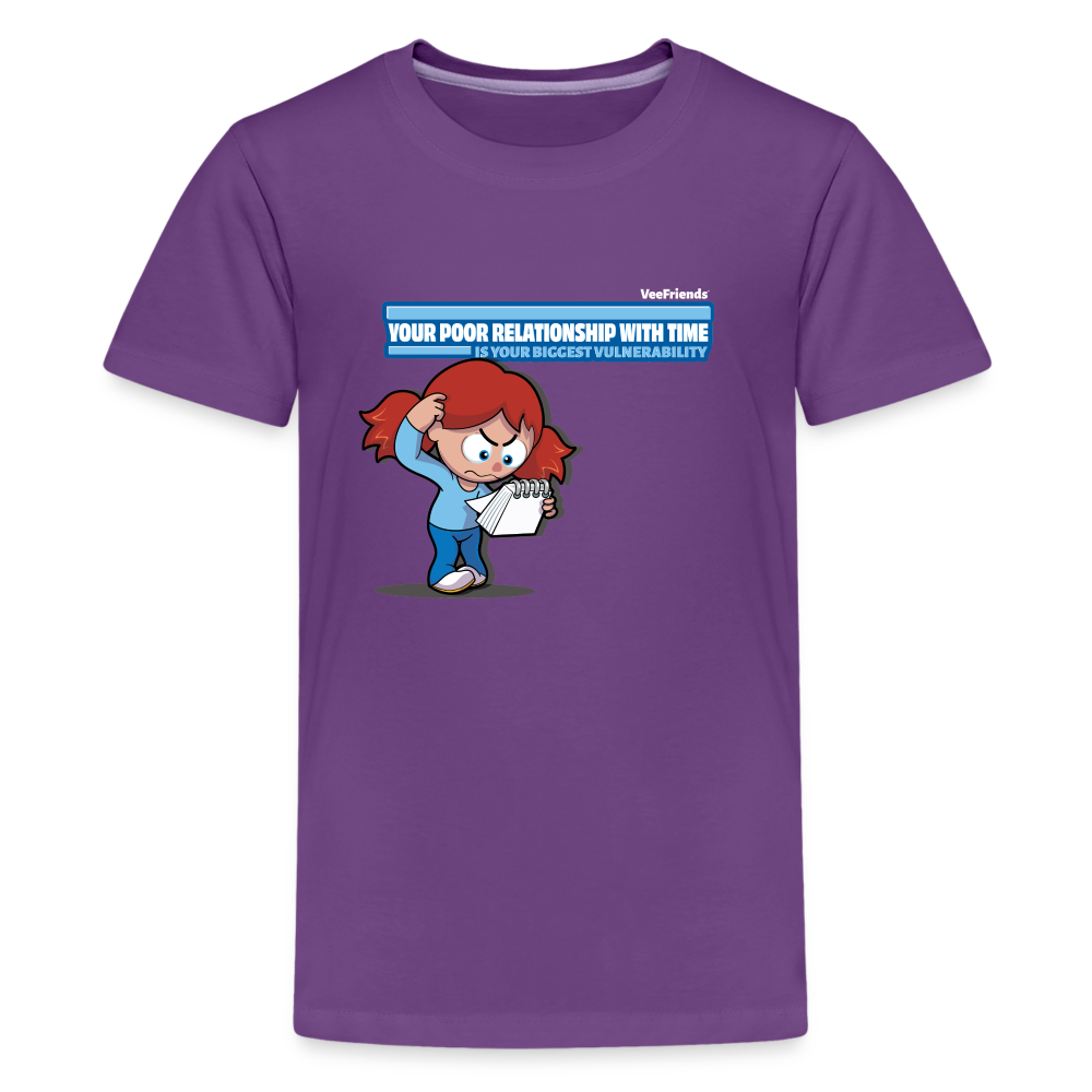 Your Poor Relationship With Time Is Your Biggest Vulnerability Character Comfort Kids Tee - purple