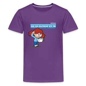 
            
                Load image into Gallery viewer, Your Poor Relationship With Time Is Your Biggest Vulnerability Character Comfort Kids Tee - purple
            
        