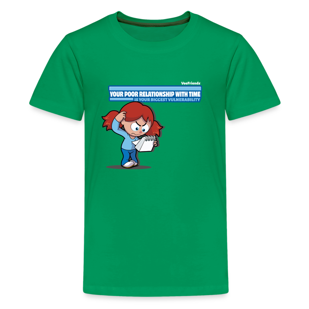 
            
                Load image into Gallery viewer, Your Poor Relationship With Time Is Your Biggest Vulnerability Character Comfort Kids Tee - kelly green
            
        