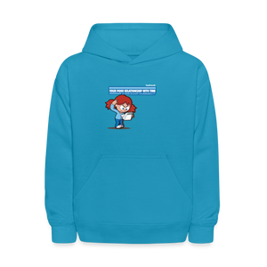 
            
                Load image into Gallery viewer, Your Poor Relationship With Time Is Your Biggest Vulnerability Character Comfort Kids Hoodie - turquoise
            
        