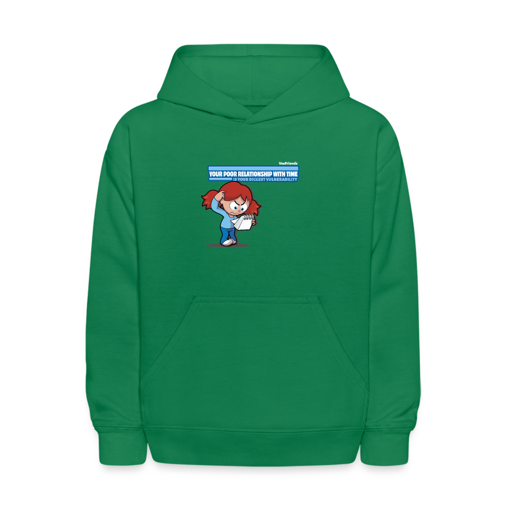 
            
                Load image into Gallery viewer, Your Poor Relationship With Time Is Your Biggest Vulnerability Character Comfort Kids Hoodie - kelly green
            
        
