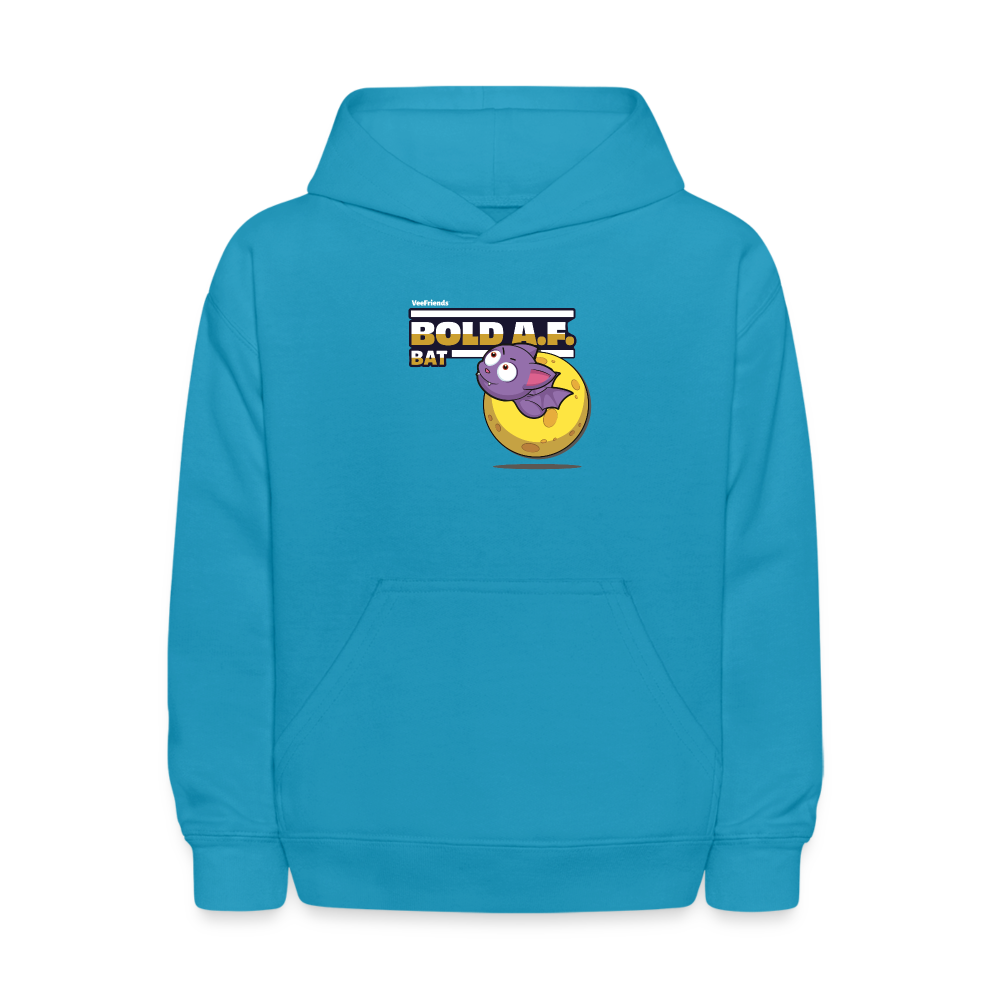 Bold A.F. Bat Character Comfort Kids Hoodie - turquoise