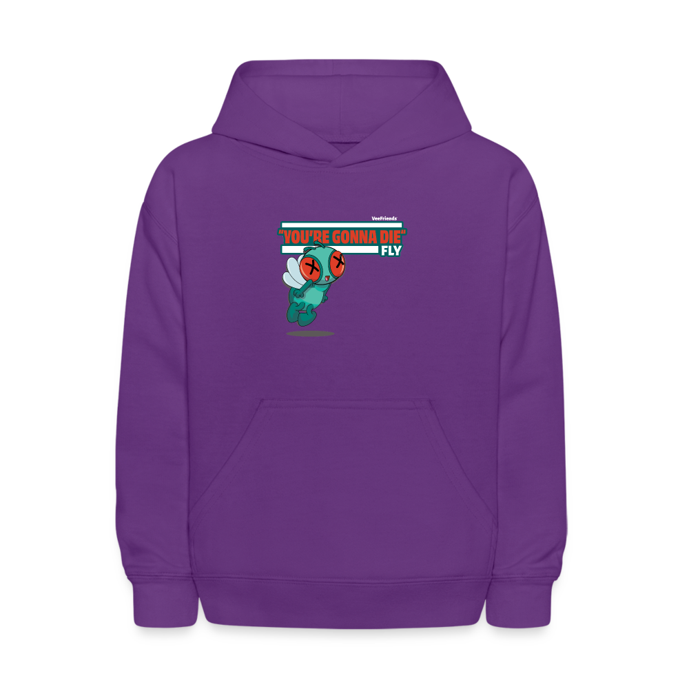 "You’re Gonna Die" Fly Character Comfort Kids Hoodie - purple