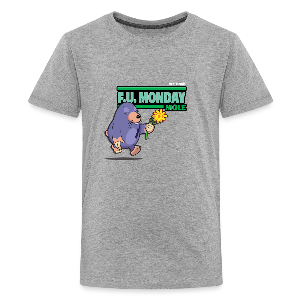 
            
                Load image into Gallery viewer, F.U. Monday Mole Character Comfort Kids Tee - heather gray
            
        
