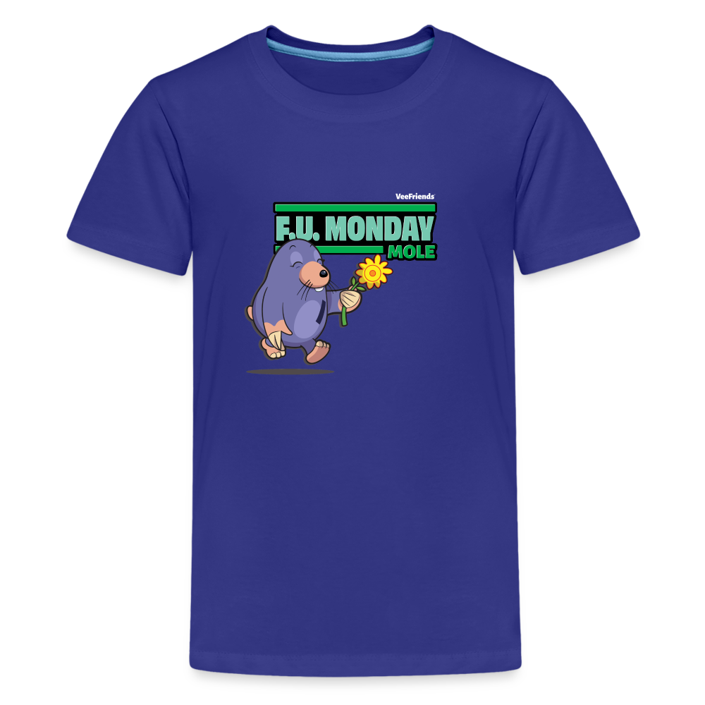 
            
                Load image into Gallery viewer, F.U. Monday Mole Character Comfort Kids Tee - royal blue
            
        