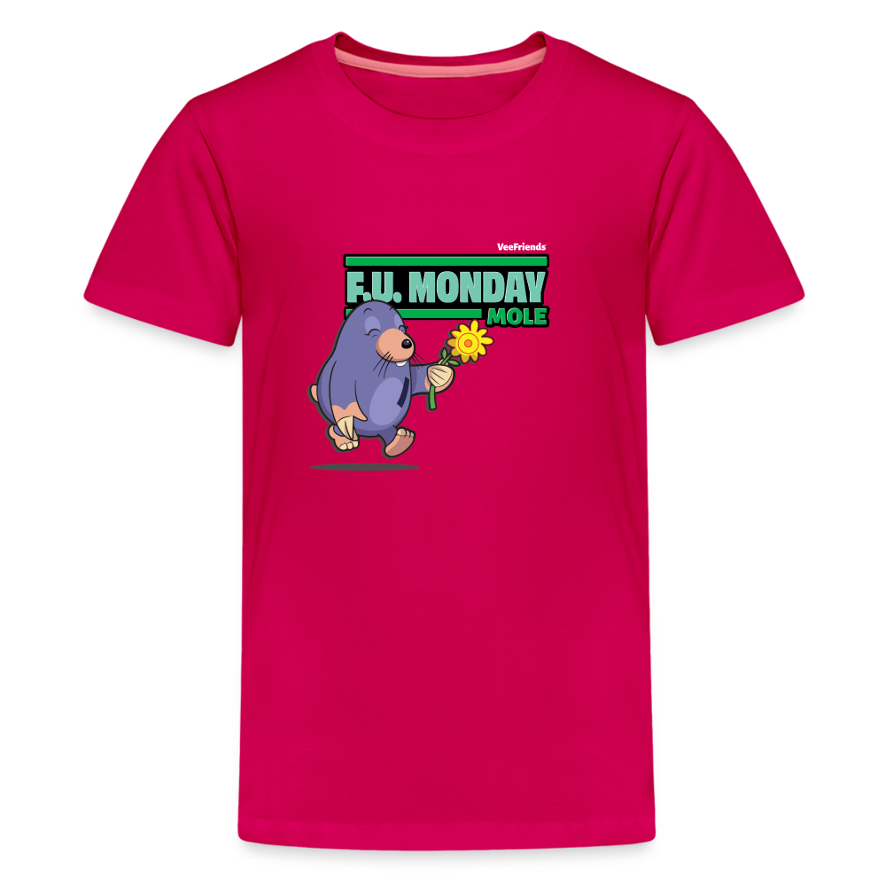 F.U. Monday Mole Character Comfort Kids Tee - dark pink